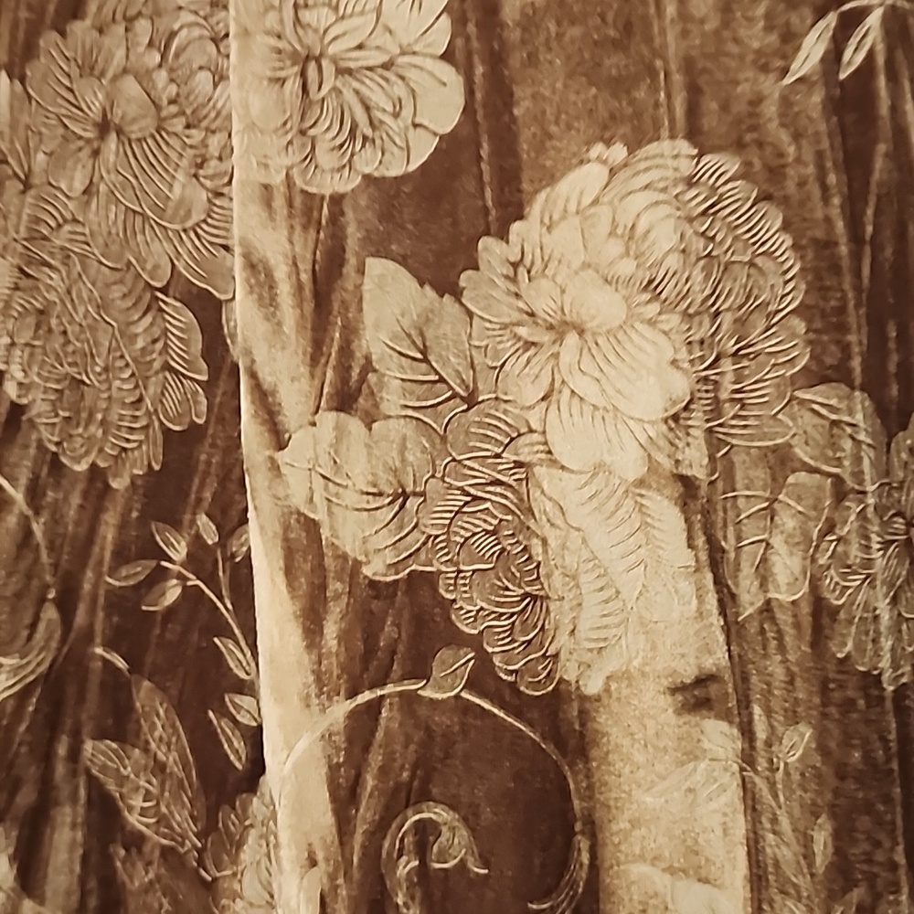 Unique Vintage Chartruese Floral Velvet Dress - Picture 6 of 6